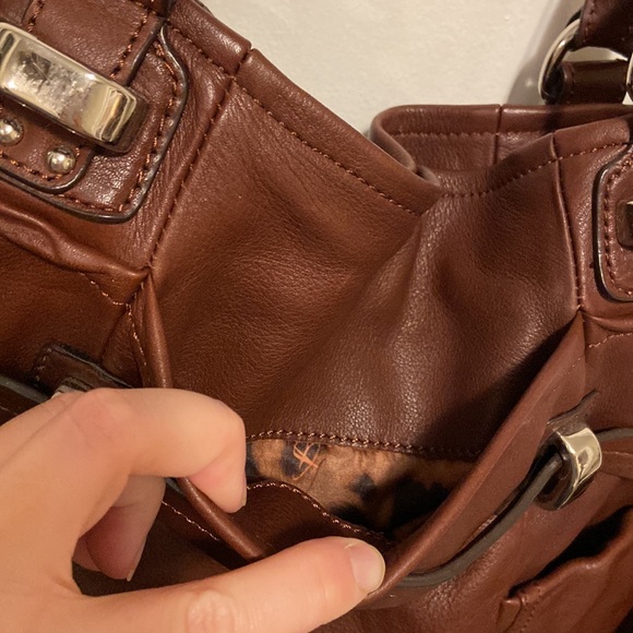 B MAKOWSKY Brown Genuine Leather Hand Bag Shoulder Satchel Bag Purse - Picture 12 of 13